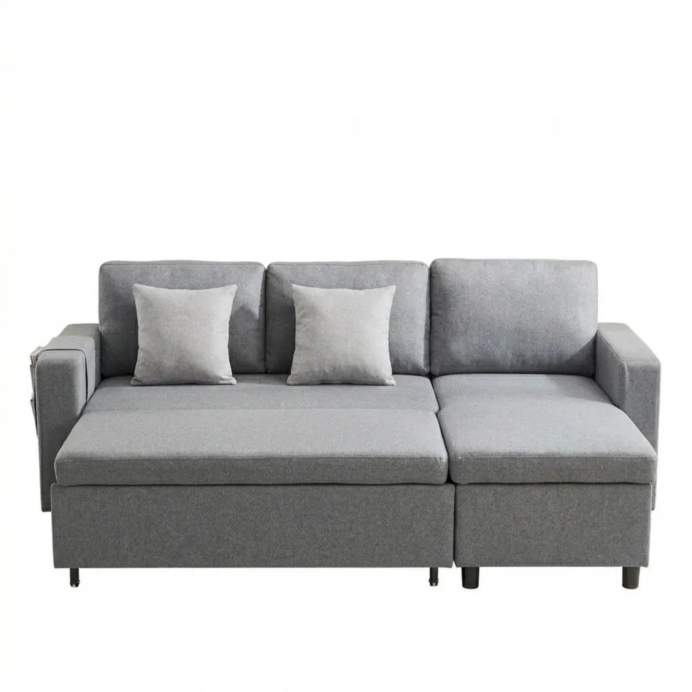 L-förmiges Schlafsofa mit Stauraum und Chaiselongue