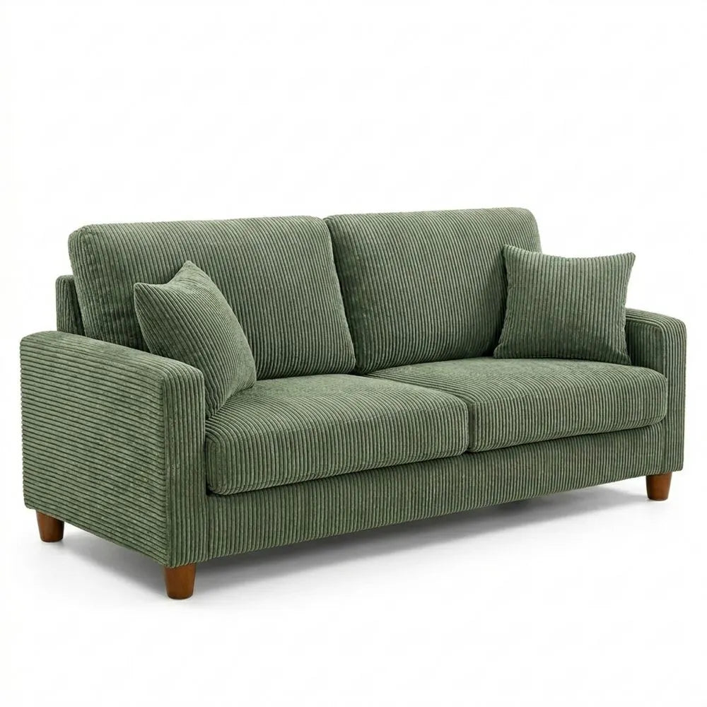Großes Sofa mit 2 Kissen, werkzeuglose Montage, modern für Wohnzimmer & Büro, in Grün
