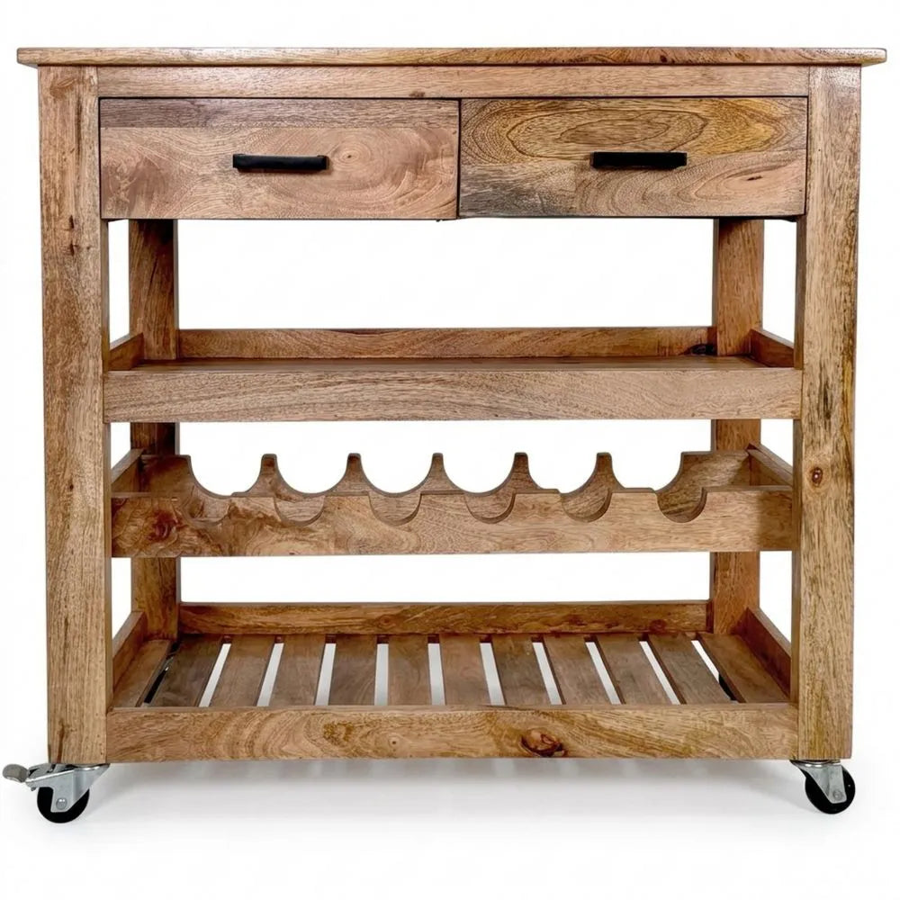 Moderner Küchenwagen mit Rollen und Weinregal