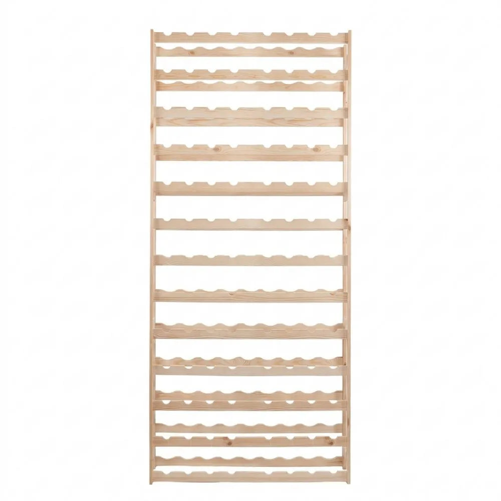 Holz-Weinregal für 52 Flaschen, Naturfarbe, Maße 198x43,4x25 cm