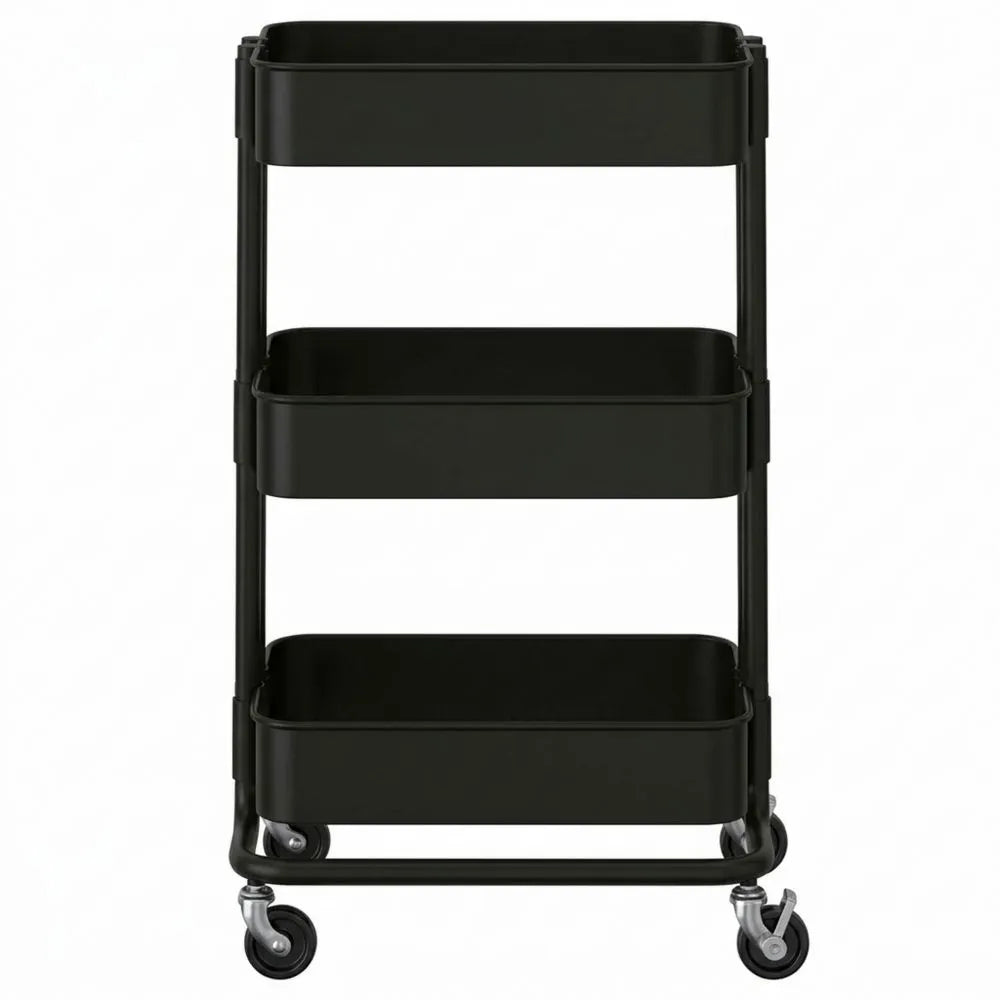 Vielseitiger Rollwagen für Küche und Bad, Schwarz, 35x45x78 cm