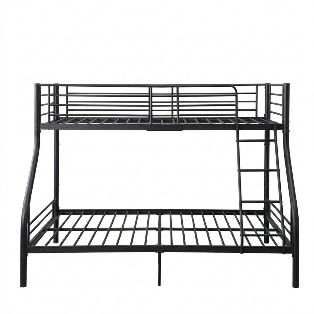Raumsparendes Etagenbett für Kinder mit Rausfallschutz und Leiter, 140x200 cm, Schwarz