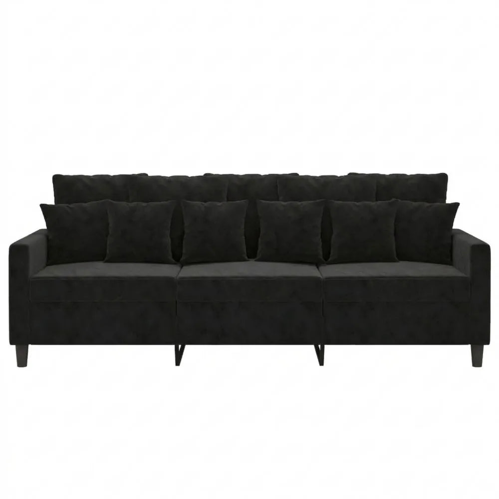 Moderner 3-Sitzer Loungesofa mit Armlehnen und Rückenkissen, Samtbezug