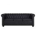 Luxuriöses 3-Sitzer Kunstleder-Sofa in Schwarz