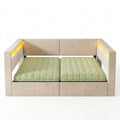 Modernes Schlafsofa mit USB-Anschluss und hydraulischem Stauraum, 140x200 cm Bett mit LED-Leuchte und Lattenrost, Samt Beige