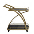 Moderner Servierwagen in Gold mit schwarzem Glas