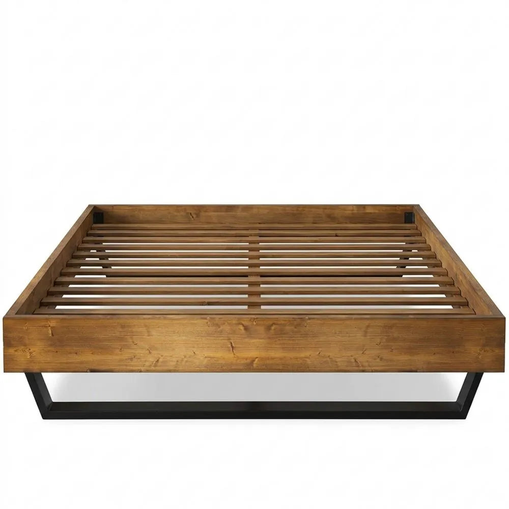 Massivholzbett Doppelbett ohne Kopfteil, Thermo-Fichte, 180 x 200 cm